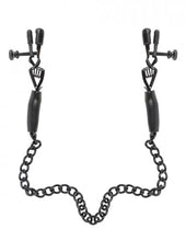 Load image into Gallery viewer, Fetish Fantasy Adjustable Nipple Chain Clamps Black
