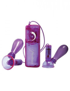 Fetish Fantasy Vibrating Nipple Pumps Purple