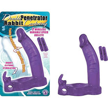 Load image into Gallery viewer, Double Penetrator Rabbit Cock Ring Purple
