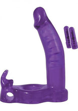 Load image into Gallery viewer, Double Penetrator Rabbit Cock Ring Purple
