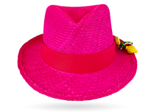 Load image into Gallery viewer, COSMOPOLITAN HANDMADE PANAMA HAT PINK WITH SUMMERY FRUITS (LIMITED EDITION)

