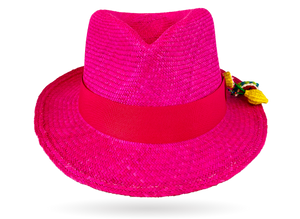 COSMOPOLITAN HANDMADE PANAMA HAT PINK WITH SUMMERY FRUITS (LIMITED EDITION)