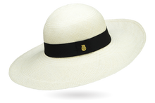 Load image into Gallery viewer, CLASSY LADIES PANAMA HAT WHITE WIDE BRIM
