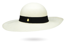 Load image into Gallery viewer, CLASSY LADIES PANAMA HAT WHITE WIDE BRIM
